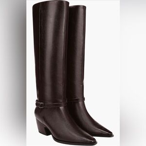 Worn once. Franco Sarto Venesha dark brown tall boots, size 9